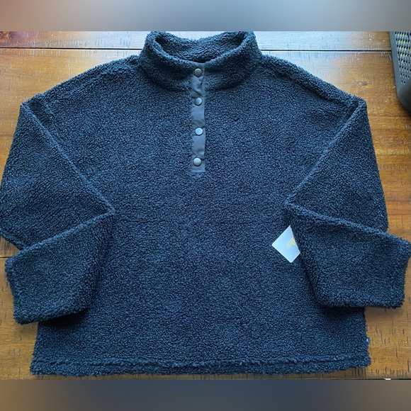 •NWT•Marika Teddy Crop 1/4 Snap Mock Neck Sweater - Picture 1 of 8